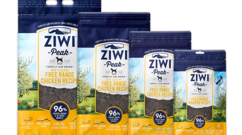 Four bags of ZIWI Peak air-dried free-range chicken for dogs