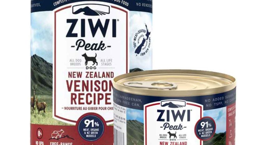 two cans of Ziwi Peak Premium Canned Venison Dog Food